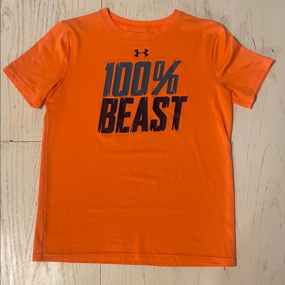Under Armour Kids Bright Orange Tee - 100% Beast Graphic